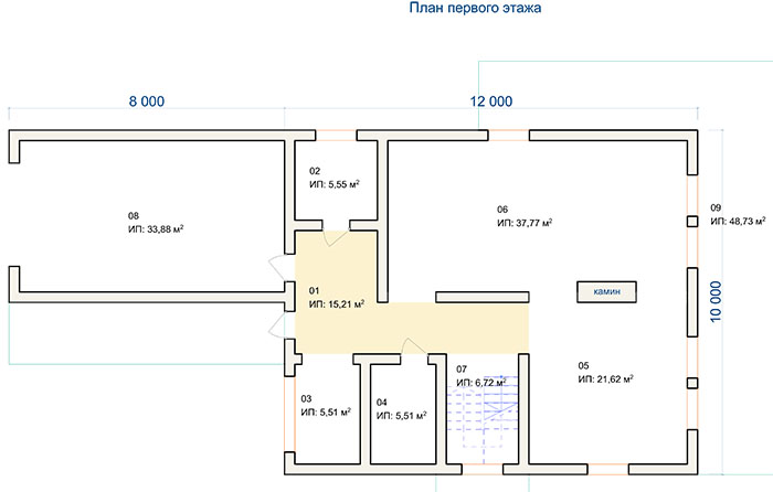 Каркасный дом Верона-320 планировки этаж 1